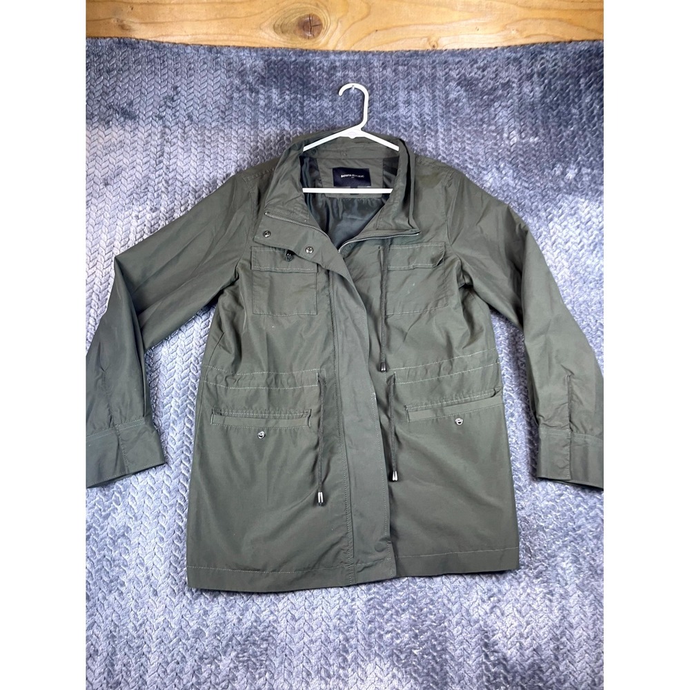 Banana Republic Jacket Womens Small Olive Green Utility Drawstring Waist 6136